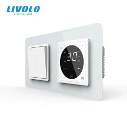 Терморегулятор LIVOLO 2-клавішний вимикач програмований для електричної теплої підлоги White (VL-C7FC2MK/FCQ1/XQ001-4WS05)