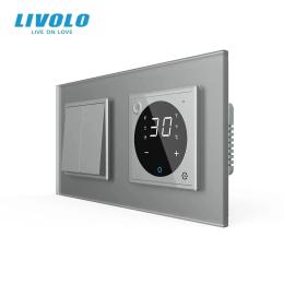 Терморегулятор LIVOLO 2-клавішний вимикач програмований для електричної теплої підлоги Gray (VL-C7FC2MK/FCQ1/XQ001-4IS05)
