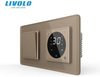 Терморегулятор LIVOLO програмований для електричної теплої підлоги Gold (VL-C7FCMK/FCQ1/XQ001-4AS05)