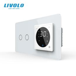 Терморегулятор LIVOLO програмований для електричної теплої підлоги та 2-сенсорний вимикач White (VL-C7FC2/FCQ1/XQ001-4WS05)