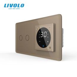 Терморегулятор LIVOLO програмований для електричної теплої підлоги та 2-сенсорний вимикач Gold (VL-C7FC2/FCQ1/XQ001-4AS05)