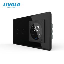 Терморегулятор LIVOLO програмований для електричної теплої підлоги та 2-сенсорний вимикач Black (VL-C7FC2/FCQ1/XQ001-4BS05)