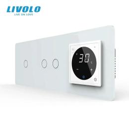 Терморегулятор LIVOLO програмований для електричної теплої підлоги та 3-сенсорний вимикач (1-2) White (VL-C7FC1/FC2/FCQ1/XQ001-4WS05)