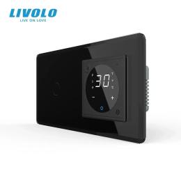 Терморегулятор LIVOLO програмований для електричної теплої підлоги та 3-сенсорний вимикач (1-2) Black (VL-C7FC1/FC2/FCQ1/XQ001-4BS05)