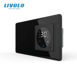Терморегулятор LIVOLO програмований для електричної теплої підлоги та сенсорний вимикач Black (VL-C7FC1/FCQ1/XQ001-4BS05)