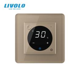 Терморегулятор LIVOLO Wi-Fi сенсорний програмований для водяної теплої підлоги Gold (VL-C7FCQ1Z2-2AS05)