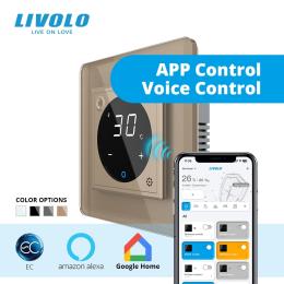Терморегулятор LIVOLO Wi-Fi сенсорний програмований для електричної теплої підлоги Gold (VL-C7FCQ1Z2/XQ001-2AS05)