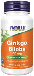 Натуральні добавки і екстракти Now Foods Ginkgo Biloba 60mg - 60vcaps (100-95-9628751-20)