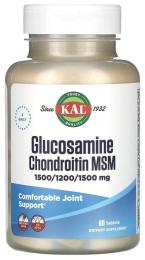 Натуральні добавки і екстракти KAL Glucosamine Chondroitin MSM - 60 tabs (2023-10-3158)