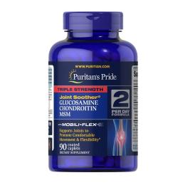 Натуральні добавки і екстракти Puritans Pride Triple Strength Glucosamine &amp; Chondroitin with MSM (90 caplets) (09182-01)