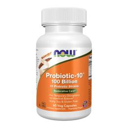 Пробіотики та пребіотики Now Foods Probiotic-10 100 Billion - 60 vcaps (2023-10-2436)