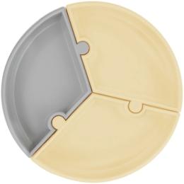 Тарілка для годування Minikoioi Puzzle на присоску силіконова Yellow Gray (101050053)