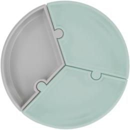 Тарілка для годування Minikoioi Puzzle на присоску силіконова Gray Green (101050055)