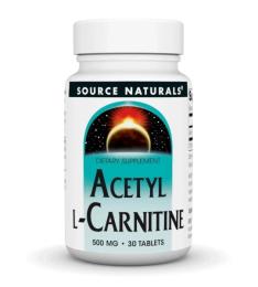 Жироспалювачі Source Naturals Acetyl L-Carnitine 500 mg - 30 tabs (2023-10-6157)