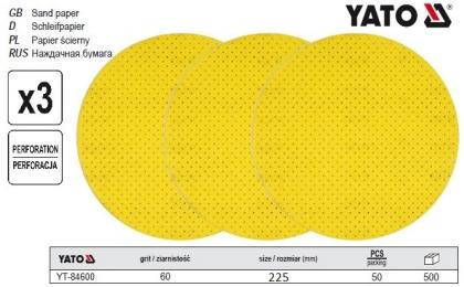 Диск шліфувальний YATO G60, O = 225 мм, 3 шт (YT-84600)