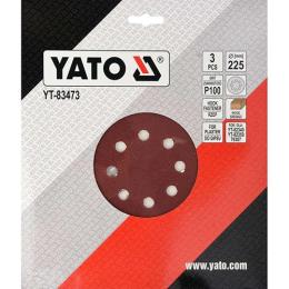 Диск шліфувальний YATO O = 225мм, Р100, до YT-82340 і YT-82350, 3шт (YT-83473)