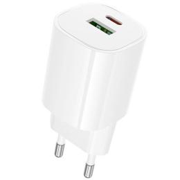 Адаптер живлення для телефона Borofone BA104A Pudding PD20W + QC3.0 (1USB-A/1C) White