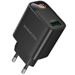 Адаптер живлення для телефона Borofone BA95A Ilustre QC3.0 18W (1USB-A) Black
