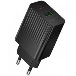 Адаптер живлення для телефона Borofone BAS76A Source PD30W + QC3.0 (1USB-A/1C) Black