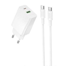 Адаптер живлення для телефона Borofone BAS76A Source PD30W + QC3.0 (1USB-A/1C) White
