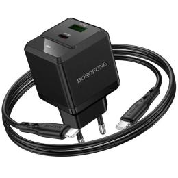 Адаптер живлення для телефона Borofone BN19 Intenso PD20W + QC3.0 (1USB-A/1C) Black