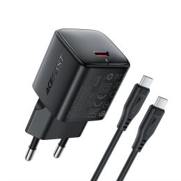 Мережевий зарядний пристрій для телефона Acefast A118 PD30W mini GaN USB-C fast charger Black (6974316285175)