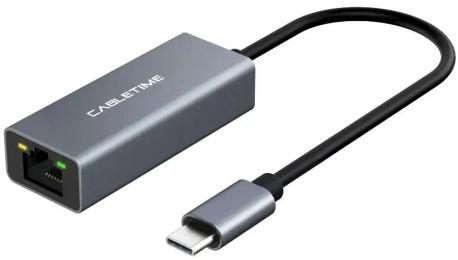 Перехідник Cabletime USB Type-C (тато)  -  RJ45 (мама) 100Mbps, 0.15 м (CB53G) (CA915804)