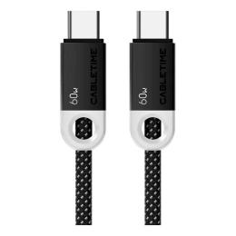 Дата-кабель Cabletime (CUP4H) USB Type-C (тато)  -  Type-C (тато) PD60W, 1 м Black (CA915743)
