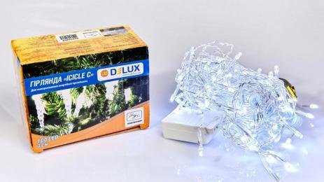 Гірлянда Delux ICICLE С 100LED 3.2х0.7 м IP20 White Transparent (90015252)