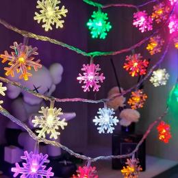 Гірлянда Voltronic GarlSnowMix-10m220 Сніжинки різнокольорові, 80шт, 10 м