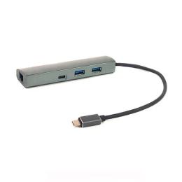 USB-хаб PowerPlant CA910557 USB Type C (тато) - 2xUSB (мама) USB Type C (мама) Dark Gray