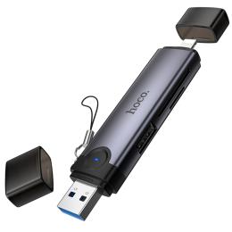 Картрідер Hoco HB56A Victory 5in1 Lightning/USB2.0 to SD/TF3.0 + USB 2.0 Metal Gray