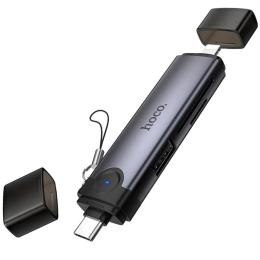 Картрідер Hoco HB56B Victory 5in1 Type-C/Lightning to SD/TF3.0 + USB 2.0 Metal Gray