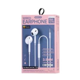 Дротові навушники Remax Wired Earphones for Music and Call RM-570/a/i (3.5mm) White