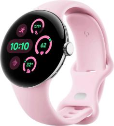 Смарт-годинник Google Pixel Watch 3 41 mm LTE Polished Silver Aluminum Case with Rose Quartz Active Band