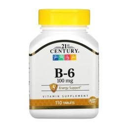Вітамінно-мінеральний комплекс 21st Century B-6 100 mg - 110 tabs (2023-10-7058)