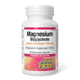 Вітаміни та мінерали Natural Factors Magnesium Bisglycinate 100 mg plus L-Theanine 125 mg - 90 vcaps (2023-10-6562)