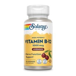 Вітаміни та мінерали Solaray Vitamin B-12 5000mcg - 30 lozenges Natural Cherry ( 2023-10-2388)