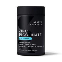 Вітаміни та мінерали Sports Research Zinc Picolinate 30mg - 90 softgels (2023-10-4404)