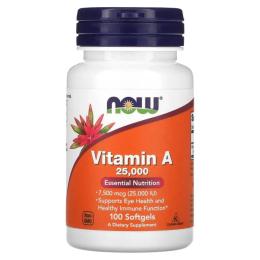 Вітаміни та мінерали Now Vitamin A 7500 mcg (25,000 IU) (100 softgels) ( 09147-01)