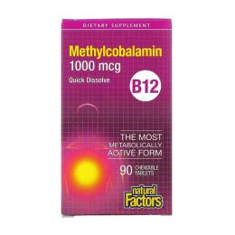Вітаміни та мінерали Natural Factors Methylcobalamin B-12 1000 mcg (90 chewable tabs) (20494-01)