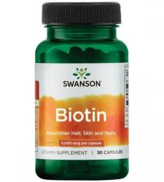 Вітаміни та мінерали Swanson Biotin 5,000 mcg (30 veg caps) ( 24224-01)
