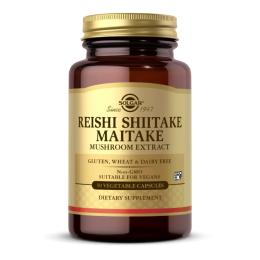 Натуральні добавки і екстракти Solgar Reishi Shiitake Maitake Mushroom Extract - 50 vcaps (2023-10-4135)