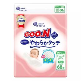 Підгузки GOO.N Plus для новонароджених до 5 кг (розмір NB, на липучках, унісекс, 68 шт) (21001495)