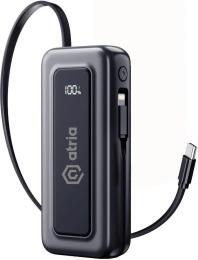 Зовнішній портативний акумулятор ATRIA WPD-35S 10000mAh Black