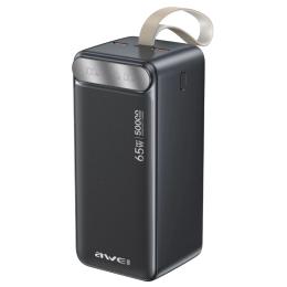 Зовнішній портативний акумулятор Awei PA-81 50000mAh Black 65W (6954284029551)