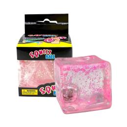 Іграшка-антистрес Infinity 712449 Pink Куб льоду LED з блискітками 5cm