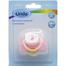 Пустушка латексна з прикусом Lindo Pk 012/12+ Pink 12м+