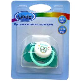 Пустушка латексна, з прикусом Lindo Pk 012/0-6 Green сова, від 0 до 6 міс