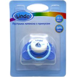 Пустушка латексна, з прикусом Lindo Pk 012/0-6 Blue кораблик, від 0 до 6 міс